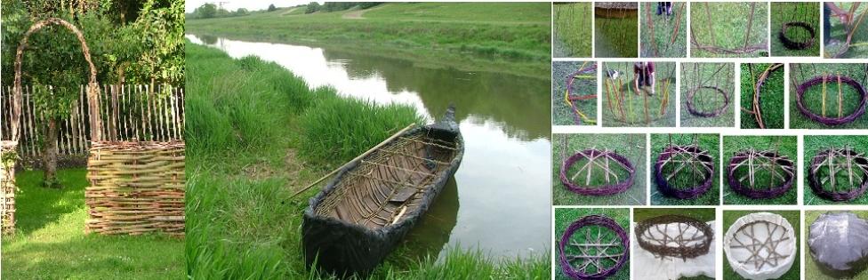 Mark Antony Haden Ford, land art, sculpture, willow, environmental art, sculpture, coracle, currach, woven fence